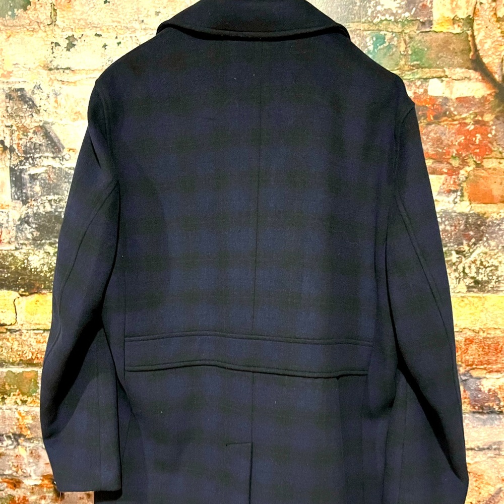 NEW Jared Lang blue and black checkered overcoat - Picture 9 of 13